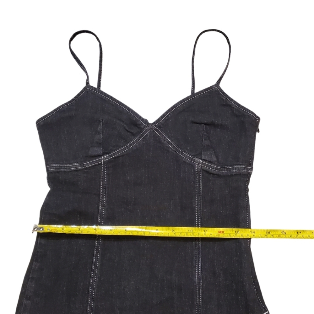 Topshop Women's Black Denim Midi Slit Front Jean Dress‎ Size 6 - Picture 5 of 9